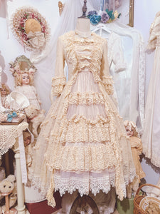 ［Pre-order] ‘Clair de Lune’ Rococo Style Lace Gown One-piece + Bonnet Set