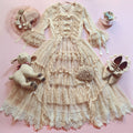 Clair de Lune Rococo Style Lace Gown One-piece + Bonnet Set