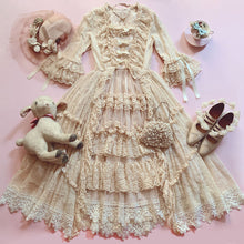 Load image into Gallery viewer, ［Pre-order] ‘Clair de Lune’ Rococo Style Lace Gown One-piece + Bonnet Set
