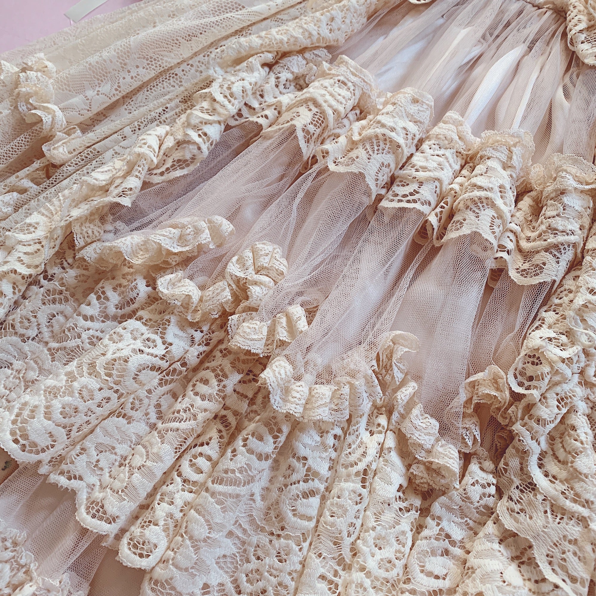 Clair de Lune Rococo Style Lace Gown One-piece + Bonnet Set