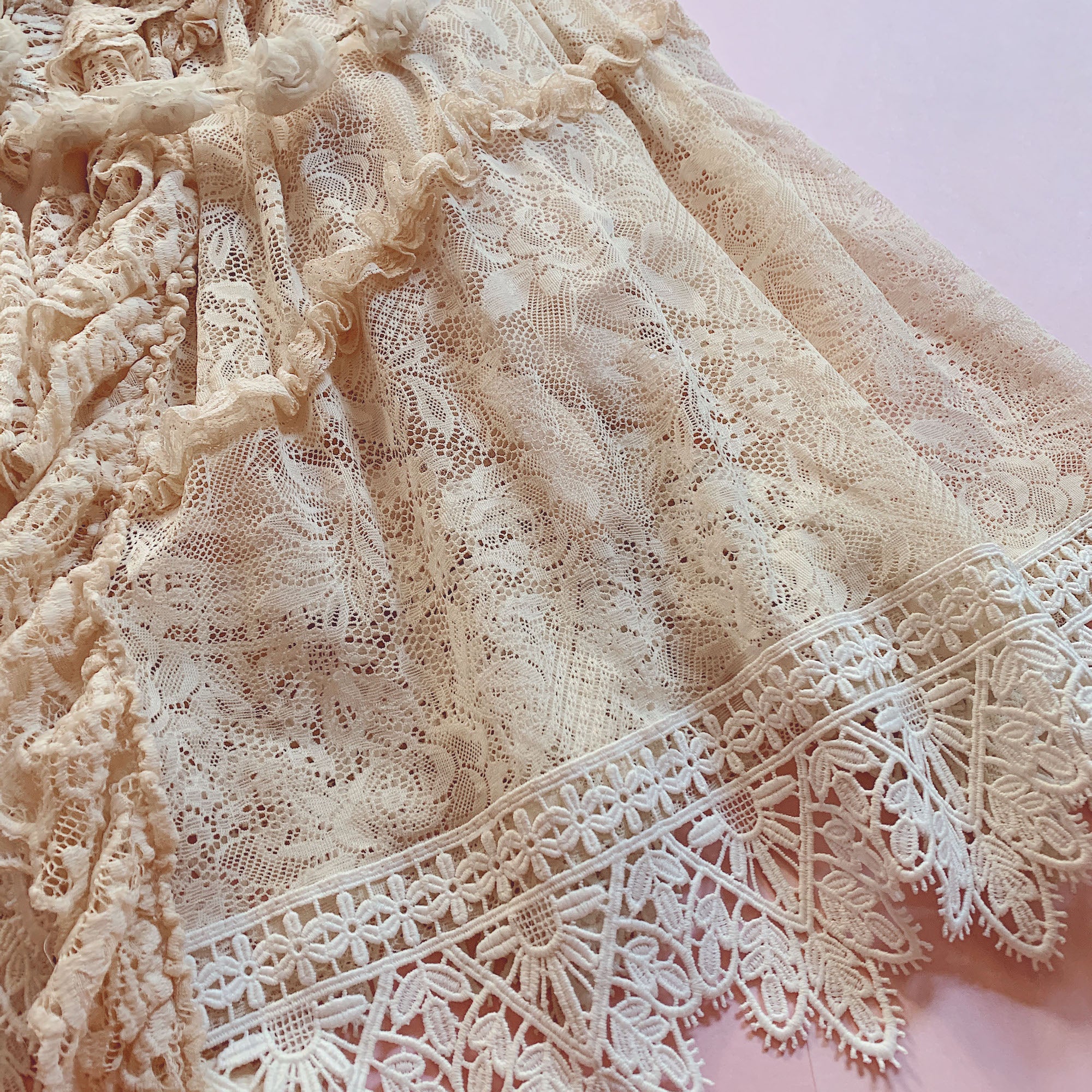 Clair de Lune Rococo Style Lace Gown One-piece + Bonnet Set