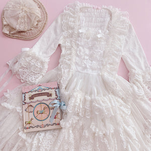 ‘Clair de Lune’ Rococo Style Lace Gown One-piece + Bonnet Set
