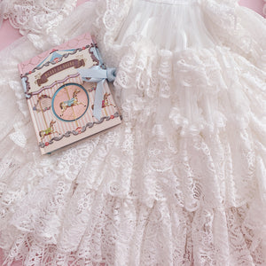 ‘Clair de Lune’ Rococo Style Lace Gown One-piece + Bonnet Set